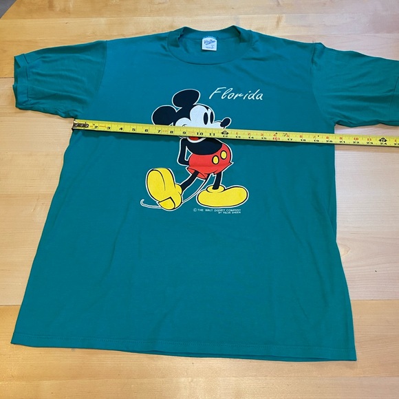 VTG 80's Mickey Mouse Florida Velva Sheen Teal L - Picture 4 of 5